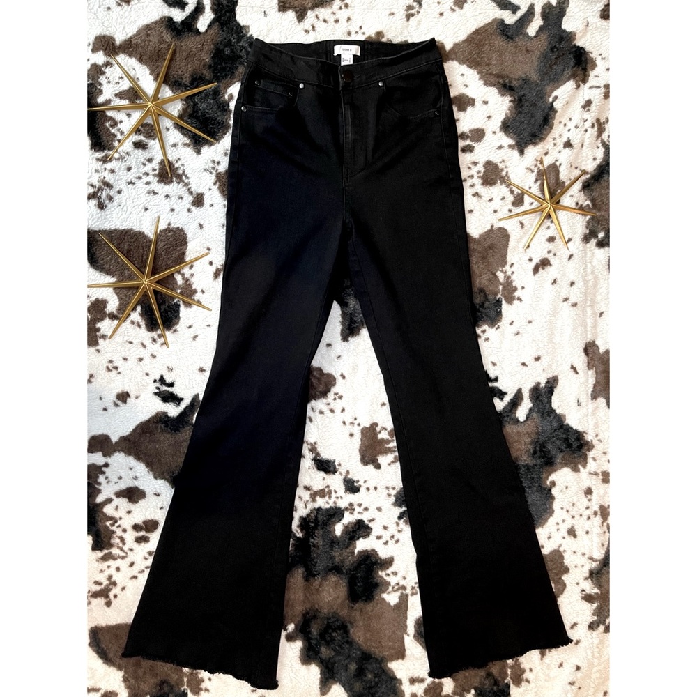 High waist black bell bottoms tie back size 27